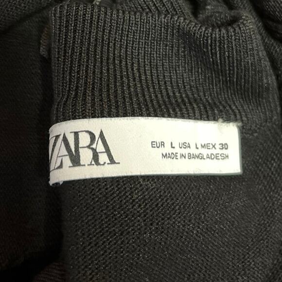 Zara Women's Black Knit Long Sleeve Mock Neck Cropped Sweatshirt Sweater Top L - Picture 3 of 4